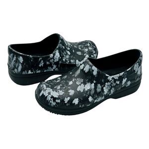 CROCS Neria Pro II Graphic Clogs Floral Flowers 205385 Womens Size 9 Black Gray